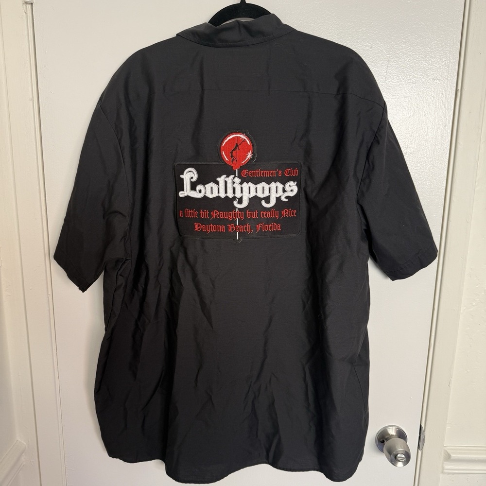 Throttle Threads Lollipops Gentlemen's Club Button Down Black Collared Shirt 2XL